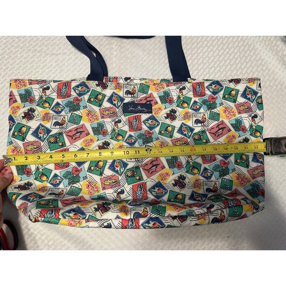 Vera Bradley Large Retired Tote Cuban stamp Mesh Expandable Inside Pocket - Picture 9 of 13